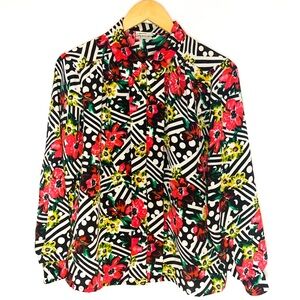 Vintage Floral Print Button Up Shirt